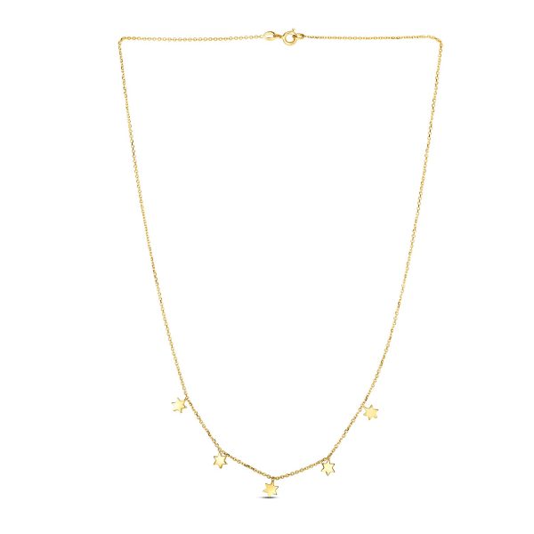 14k Yellow Gold Necklace with Six Pointed Stars