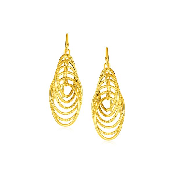 14k Yellow Gold Post Earrings with Graduated Spiral Dangles