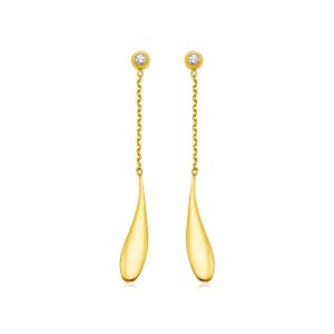 14k Yellow Gold Teardrop Earrings with Diamonds