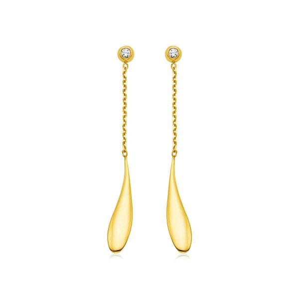 14k Yellow Gold Teardrop Earrings with Diamonds