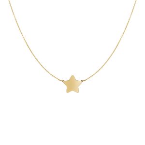 14k Yellow Gold Necklace with Five Pointed Star