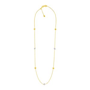 14k Two Tone Gold Necklace with Polished Cubes