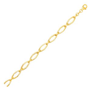 Polished Oval Marquise Link Bracelet in 14k Yellow Gold