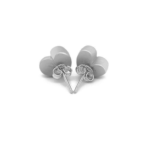 14k White Gold Puffed Heart Shape Shiny Earrings