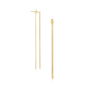 14k Yellow Gold Double Chain Style Drop Earrings