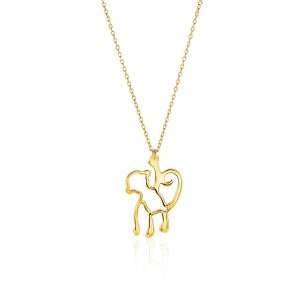 14k Yellow Gold Oval Link Necklace with Monkey Pendant