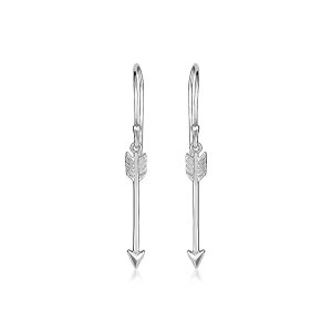 Sterling Silver Polished and Textured Arrow Earrings