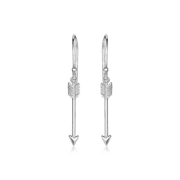 Sterling Silver Polished and Textured Arrow Earrings