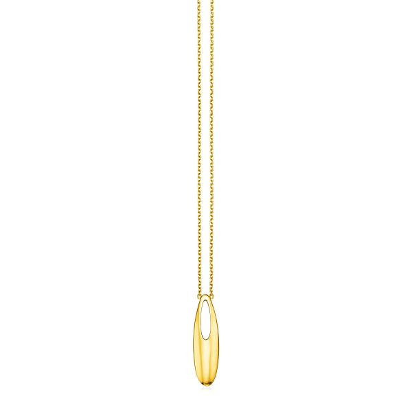 14k Yellow Gold Necklace with Oval Pendant