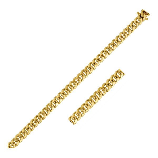 5.0mm 14k Yellow Gold Classic Miami Cuban Solid Chain