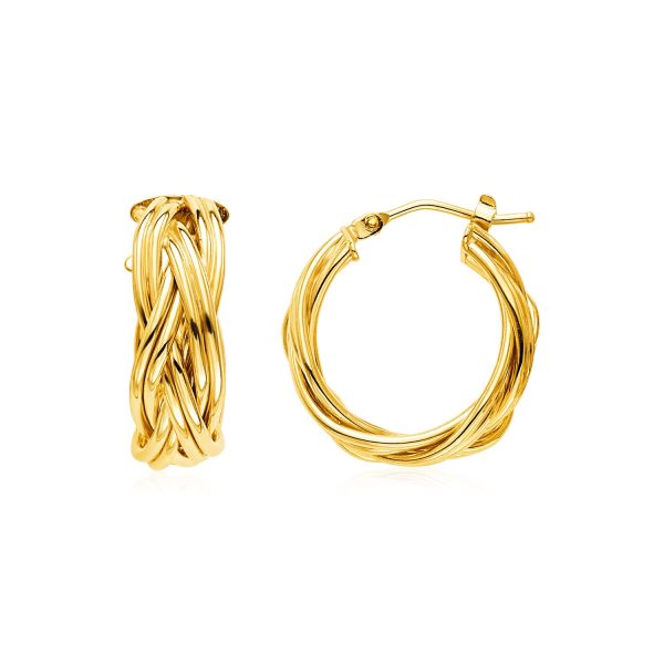 14k Yellow Gold Braided Hoop Earrings