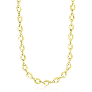 14k Yellow Gold Textured Infinity and Marquis Motif Necklace