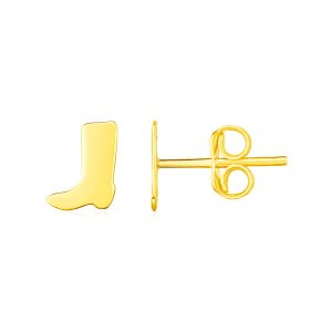 14K Yellow Gold Cowboy Boot Earrings