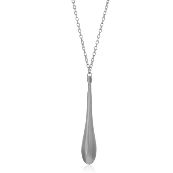 14k White Gold Teardrop Shape Long Pendant