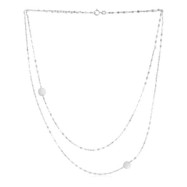 14k White Gold Two Strand Necklace with Disc