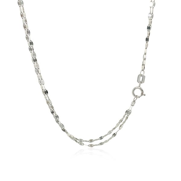 14k White Gold Two Strand Necklace with Disc