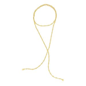 14K Yellow Gold Tie Necklace with Polished Oval Links