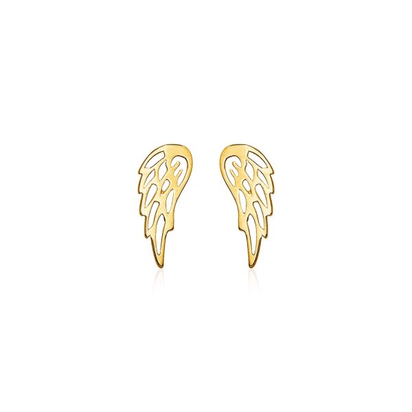 14k Yellow Gold Polished Wing Post Earrings