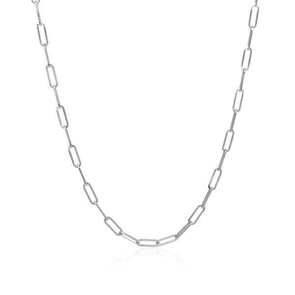 14K White Gold Delicate Paperclip Chain (2.1mm)