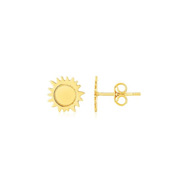 14K Yellow Gold Sun Earrings