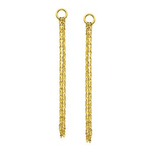 14k Yellow Gold Post Earrings with Texture Chain Dangles