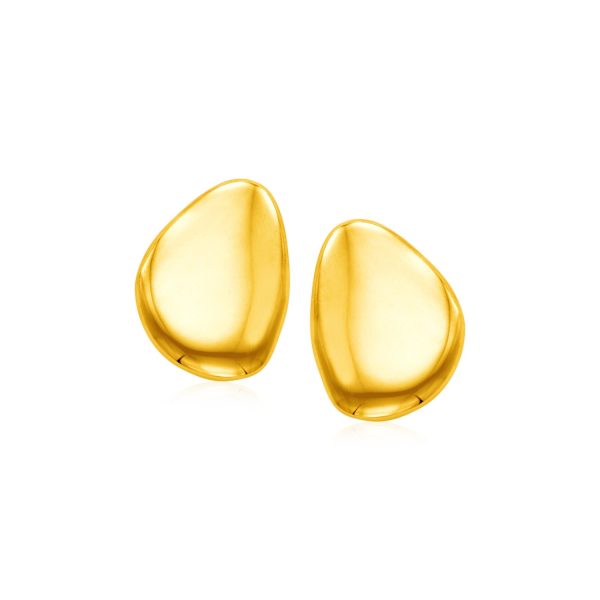 14k Yellow Gold Post Earrings with Polished Abstract Shape