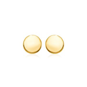 14k Yellow Gold Polished Round Post Earrings