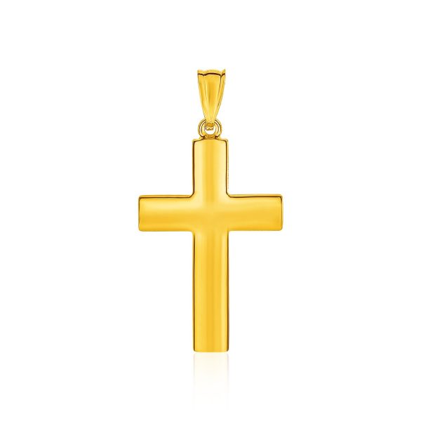 14k Yellow Gold Reversible Textured Cross Pendant