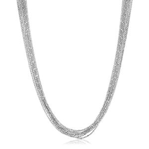 Sterling Silver Multi Strand Bead Chain Necklace