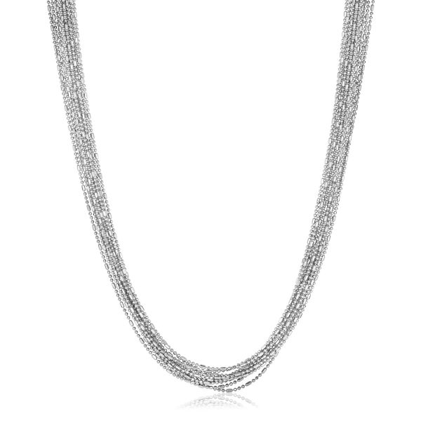 Sterling Silver Multi Strand Bead Chain Necklace