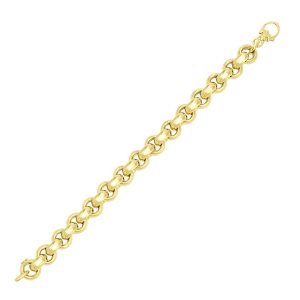 14k Yellow Gold Thick Smooth Rolo Style Bracelet