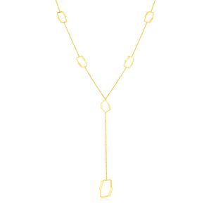 14K Yellow Gold Necklace with Abstract Honeycomb Stations