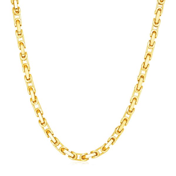 14k Yellow Gold Mens Byzantine Chain Necklace