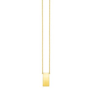 14k Yellow Gold Necklace with Polished Bar Pendant