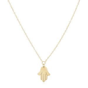 14K Yellow Gold Hand of Hamsa Necklace