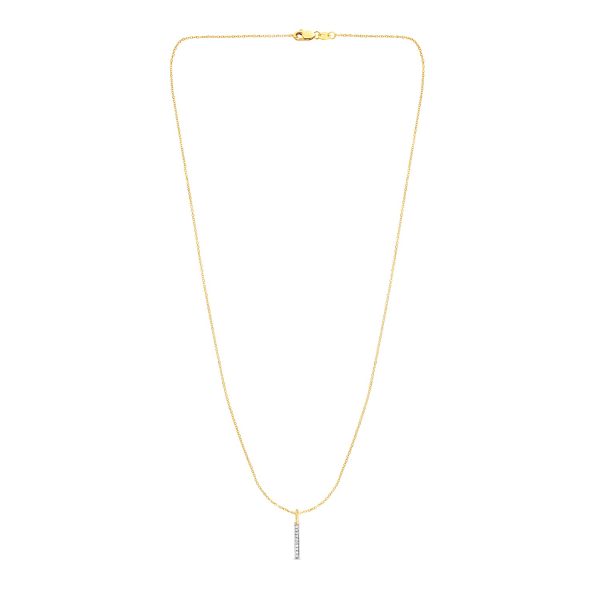 14k Yellow Gold Bar Pendant with Diamonds