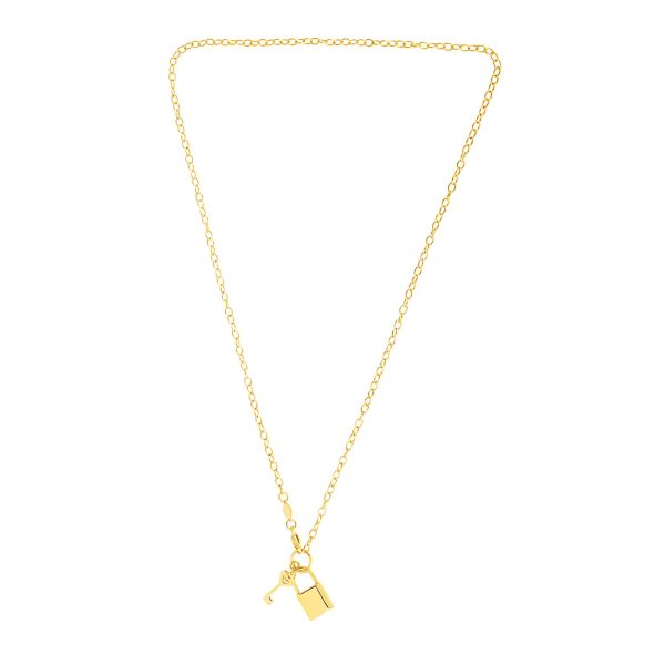 Necklace with Lock and Key in 14k Yellow Gold