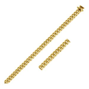 5.3mm 14k Yellow Gold Miami Cuban Semi Solid Chain