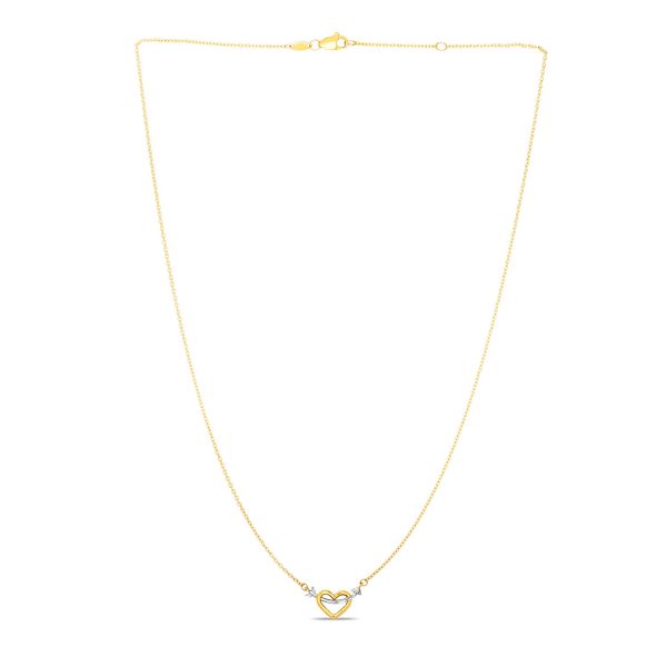 14k Two-Tone Gold Necklace with Interlaced Heart and Arrow Charm