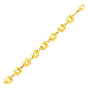 Bracelet with Shiny Square Links in 14k Yellow Gold