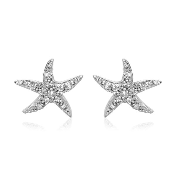 Sterling Silver Starfish Earrings with Cubic Zirconias