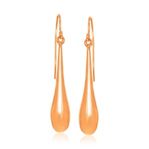 14k Rose Gold Long Polished Teardrop Dangling Earrings