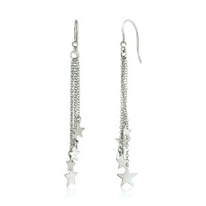 Sterling Silver Tassel Earrings with Polished Stars