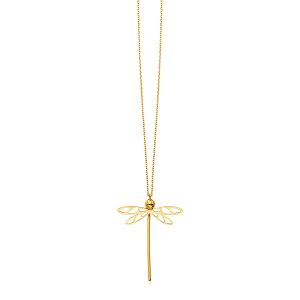 14k Yellow Gold Necklace with Dragonfly Pendant