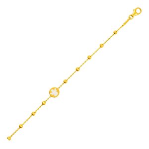 14k Yellow Gold Childrens Bracelet with Angel and Beads