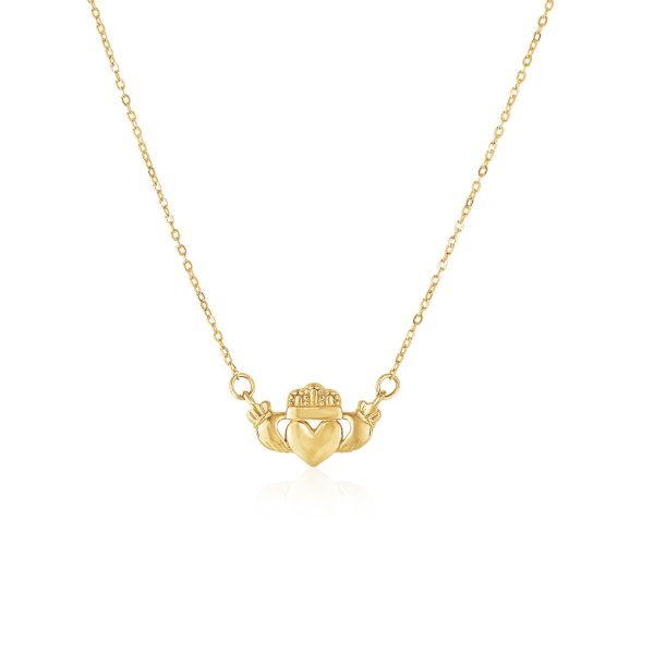 14k Yellow Gold Pendant with Claddagh Symbol