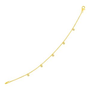 14k Yellow Gold 7 inch Bracelet with Petite Diamond Charms