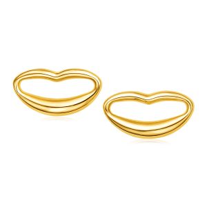 14k Yellow Gold Lips Post Earrings