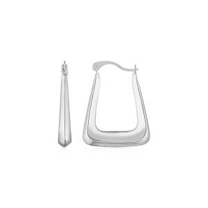 14k White Gold Polished Square Hoop Earrings