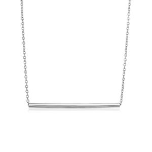 Sterling Silver Polished Straight Bar Necklace